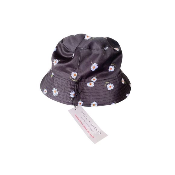 NWT Alex + Olivia Daisy Print Reversible Bucket Hat Black / White One Size - Picture 6 of 10